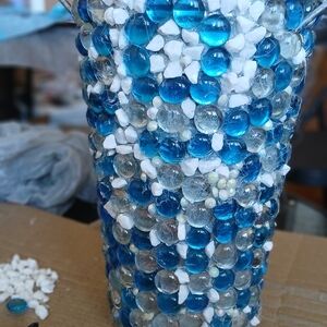 Blue and White Mosaic Vase